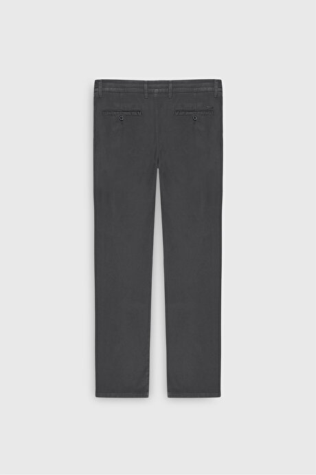 Pamuklu Slim Fit Dar Kesim Diagonal Desenli Pileli Yan Cep Casual Antrasit Pantolon resmi