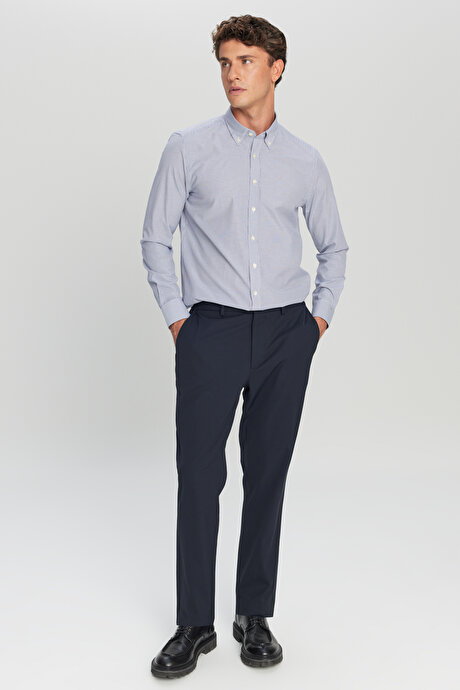 Slim Fit Dar Kesim Yan Cep Casual Lacivert Pantolon resmi