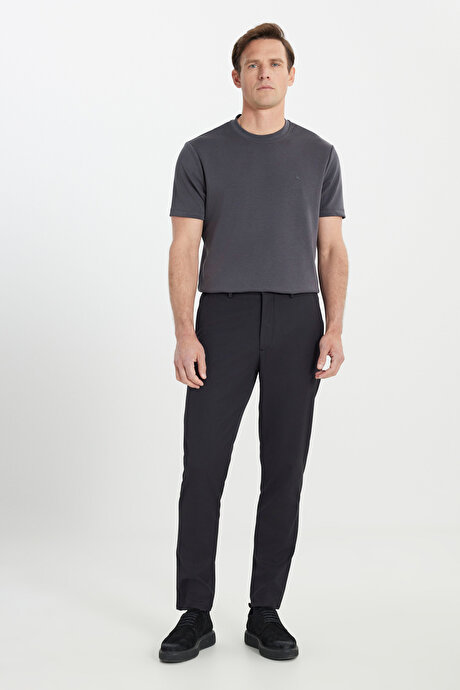 Slim Fit Dar Kesim Yan Cep Casual Siyah Pantolon resmi