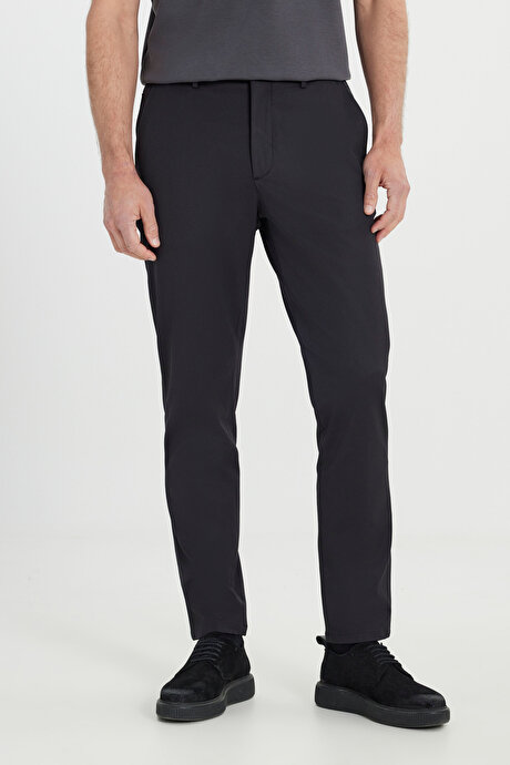 Slim Fit Dar Kesim Yan Cep Casual Siyah Pantolon resmi