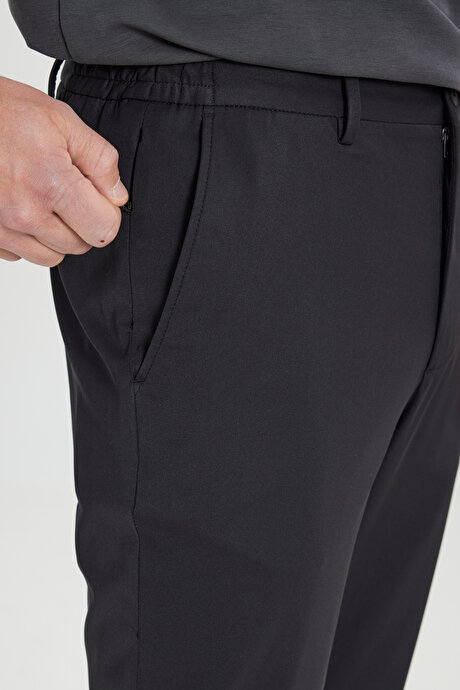 Slim Fit Dar Kesim Yan Cep Casual Siyah Pantolon resmi