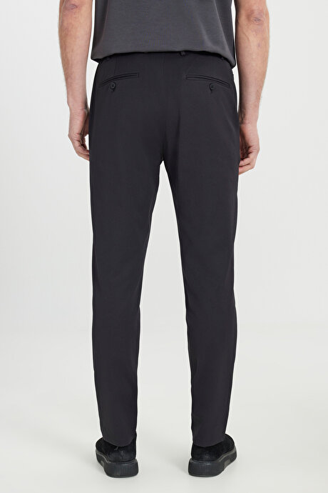 Slim Fit Dar Kesim Yan Cep Casual Siyah Pantolon resmi