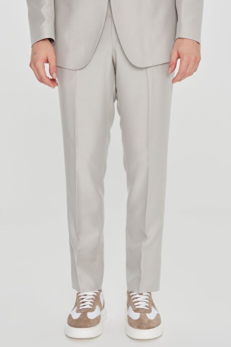 Yumuşak Dokulu Slim Fit Dar Kesim Mono Yaka Desenli Kapak Cepli Taş Takım Elbise resmi