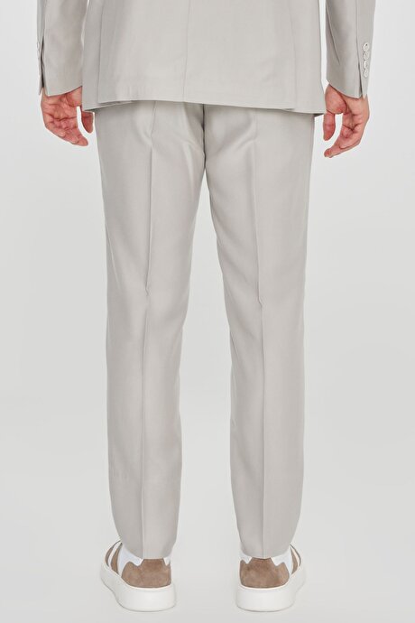 Yumuşak Dokulu Slim Fit Dar Kesim Mono Yaka Desenli Kapak Cepli Taş Takım Elbise resmi