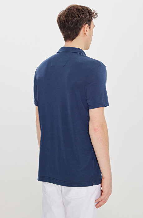 Yumuşak Dokulu Slim Fit Dar Kesim Polo Yaka Lacivert Tişört resmi