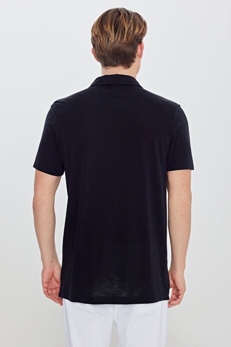 Yumuşak Dokulu Slim Fit Dar Kesim Polo Yaka Siyah Tişört resmi