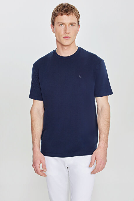 Yumuşak Dokulu Slim Fit Dar Kesim Polo Yaka Esnek Lacivert Tişört resmi