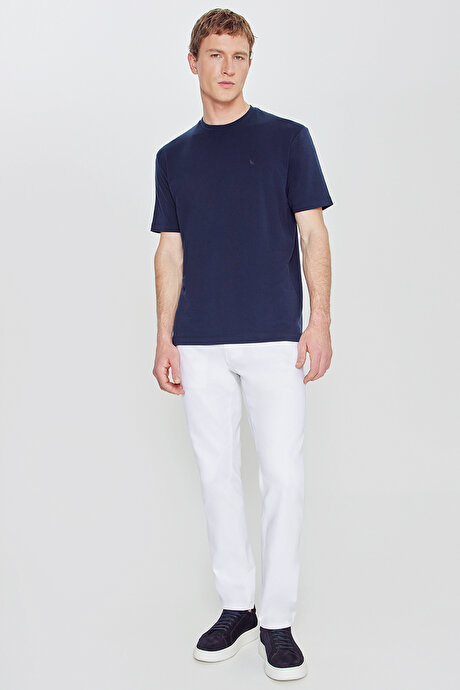 Yumuşak Dokulu Slim Fit Dar Kesim Polo Yaka Esnek Lacivert Tişört resmi