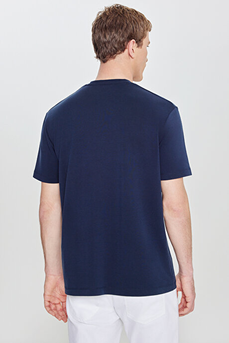 Yumuşak Dokulu Slim Fit Dar Kesim Polo Yaka Esnek Lacivert Tişört resmi