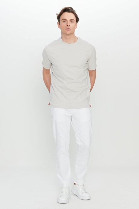 %100 Pamuk Modern Fit Rahat Kesim Bisiklet Yaka Taş Tişört resmi