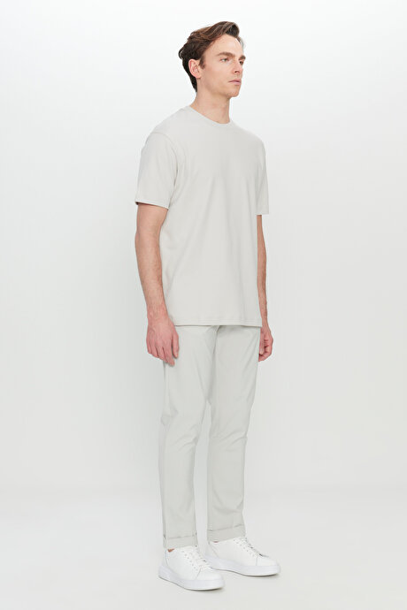 %100 Pamuk Modern Fit Rahat Kesim Bisiklet Yaka Taş Tişört resmi