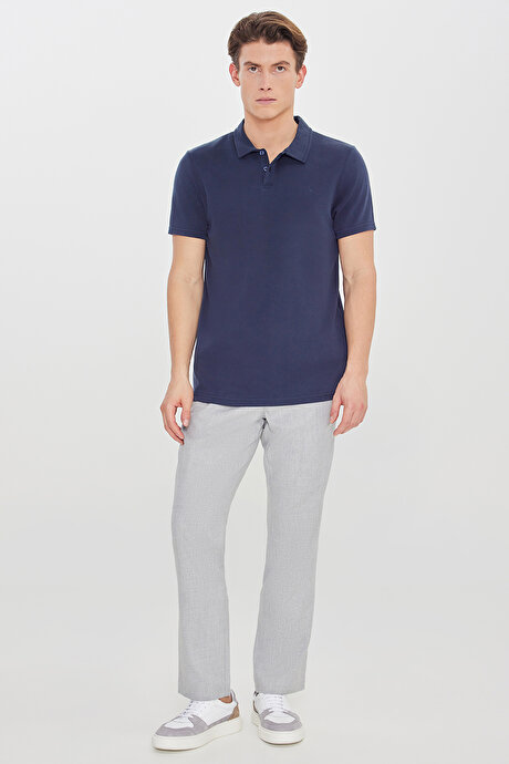 Yumuşak Dokulu Slim Fit Dar Kesim Polo Yaka Lacivert Tişört resmi