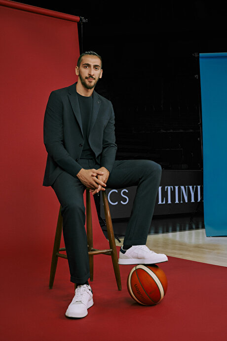 Slim Fit Dar Kesim Mono Yaka Beli Bağlamalı Çizgili Torba Cepli Lacivert Takım Elbise resmi