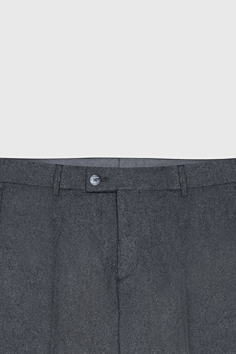 Slim Fit Dar Kesim Kırlangıç Yaka Kareli Kapak Cepli Esnek Antrasit Takım Elbise resmi