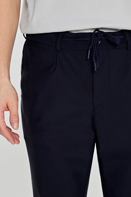 Relax Fit Rahat Kesim Yan Cepli Beli Lastikli Takım Elbise Lacivert Pantolon resmi