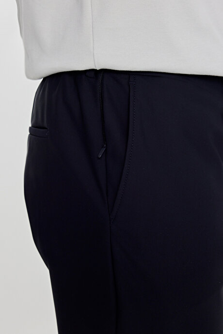 Relax Fit Rahat Kesim Yan Cepli Beli Lastikli Takım Elbise Lacivert Pantolon resmi