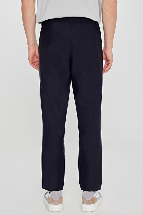 Relax Fit Rahat Kesim Yan Cepli Beli Lastikli Takım Elbise Lacivert Pantolon resmi