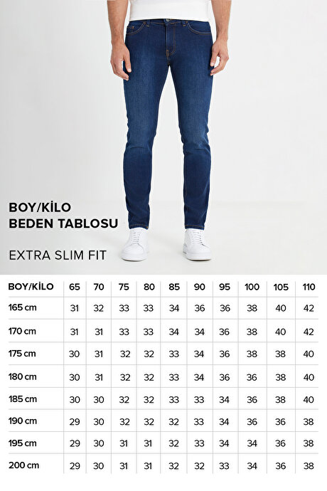 Slim Fit Dar Kesim Pamuklu 5 Cepli Esnek Jean Kot Denim Lacivert Denim Pantolon resmi