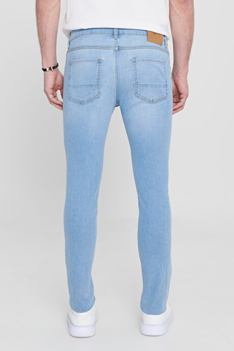 Ekstra Slim Fit Dar Kesim Pamuklu Rıss Jean Kot Mavi Denim Pantolon resmi