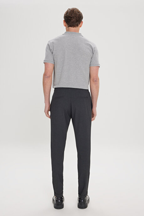 Slim Fit Rahat Kesim Beli Bağlamalı Yan Cepli Esnek Jogger Antrasit Pantolon resmi