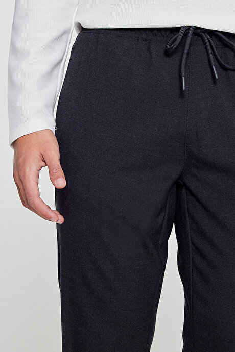 Slim Fit Rahat Kesim Beli Bağlamalı Yan Cepli Esnek Jogger Antrasit Pantolon resmi