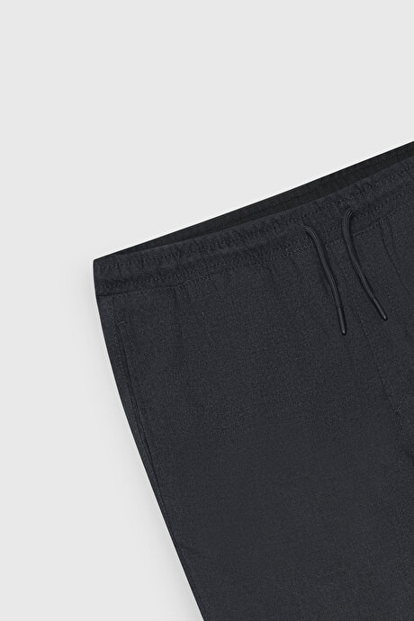 Slim Fit Rahat Kesim Beli Bağlamalı Yan Cepli Esnek Jogger Antrasit Pantolon resmi