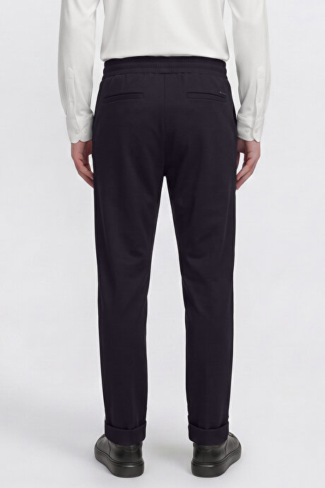Non-Iron Ütü Gerektirmeyen Diz İzi Yapmayan Beli Bağlamalı Slim Fit Dar Kesim Jogger Antrasit Pantolon resmi