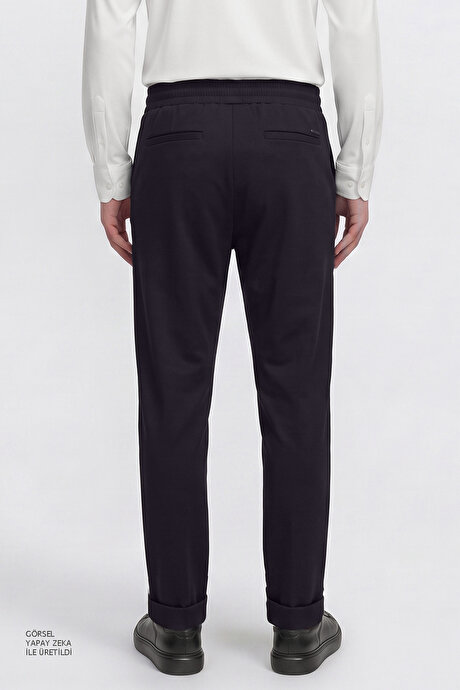 Non-Iron Ütü Gerektirmeyen Diz İzi Yapmayan Beli Bağlamalı Slim Fit Dar Kesim Jogger Antrasit Pantolon resmi