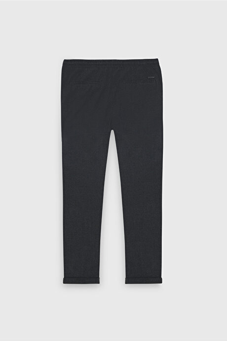 Non-Iron Ütü Gerektirmeyen Diz İzi Yapmayan Beli Bağlamalı Slim Fit Dar Kesim Jogger Antrasit Pantolon resmi