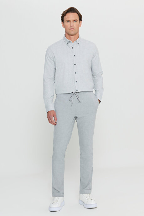 Slim Fit Rahat Kesim Beli Bağlamalı Yan Cepli Esnek Jogger Gri Pantolon resmi