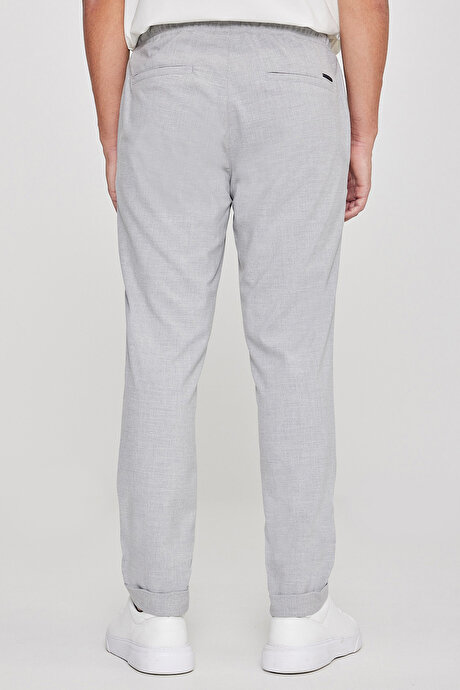 Slim Fit Rahat Kesim Beli Bağlamalı Yan Cepli Esnek Jogger Gri Pantolon resmi