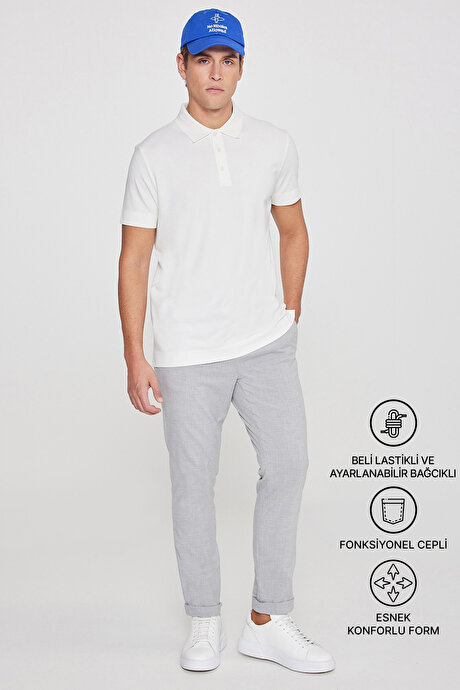Slim Fit Rahat Kesim Beli Bağlamalı Yan Cepli Esnek Jogger Gri Pantolon resmi