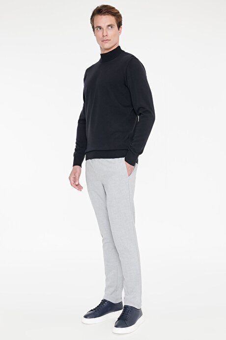 Non-Iron Ütü Gerektirmeyen Diz İzi Yapmayan Beli Bağlamalı Slim Fit Dar Kesim Jogger Gri Pantolon resmi