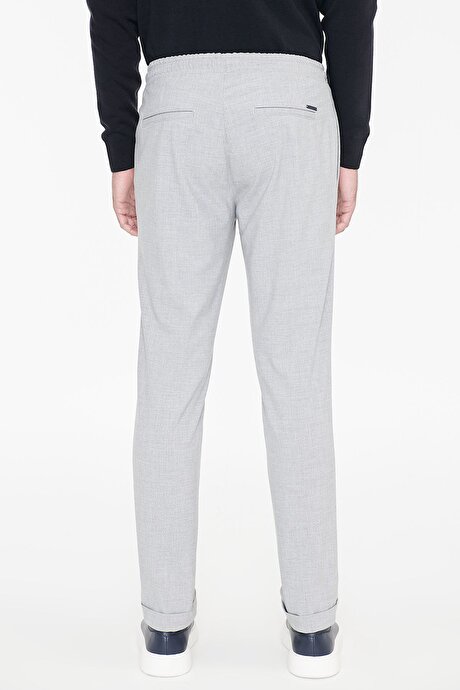 Non-Iron Ütü Gerektirmeyen Diz İzi Yapmayan Beli Bağlamalı Slim Fit Dar Kesim Jogger Gri Pantolon resmi