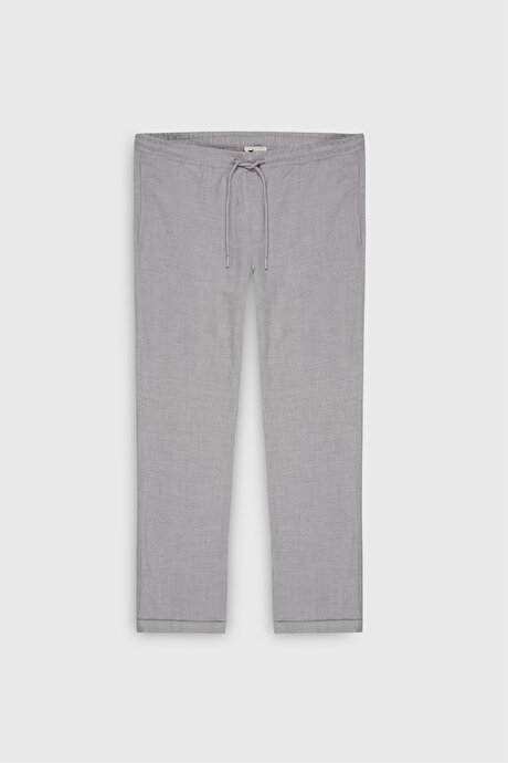 Non-Iron Ütü Gerektirmeyen Diz İzi Yapmayan Beli Bağlamalı Slim Fit Dar Kesim Jogger Gri Pantolon resmi