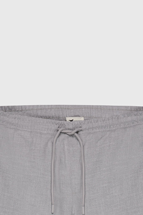 Non-Iron Ütü Gerektirmeyen Diz İzi Yapmayan Beli Bağlamalı Slim Fit Dar Kesim Jogger Gri Pantolon resmi
