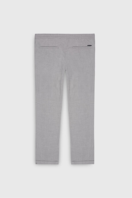 Non-Iron Ütü Gerektirmeyen Diz İzi Yapmayan Beli Bağlamalı Slim Fit Dar Kesim Jogger Gri Pantolon resmi