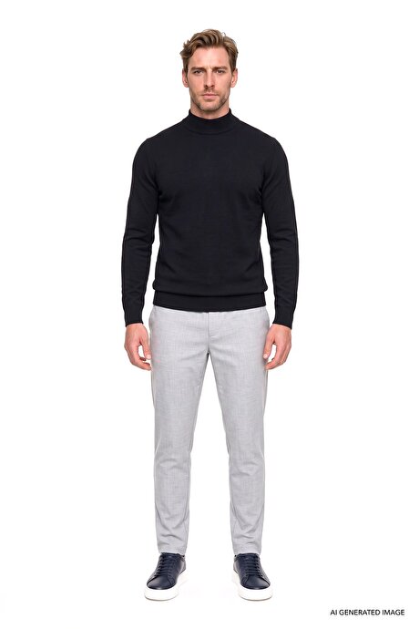 Non-Iron Ütü Gerektirmeyen Diz İzi Yapmayan Beli Bağlamalı Slim Fit Dar Kesim Jogger Gri Pantolon resmi