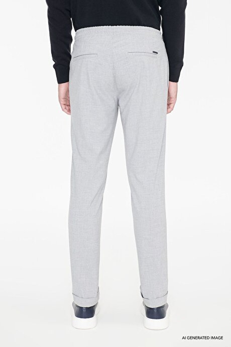 Non-Iron Ütü Gerektirmeyen Diz İzi Yapmayan Beli Bağlamalı Slim Fit Dar Kesim Jogger Gri Pantolon resmi
