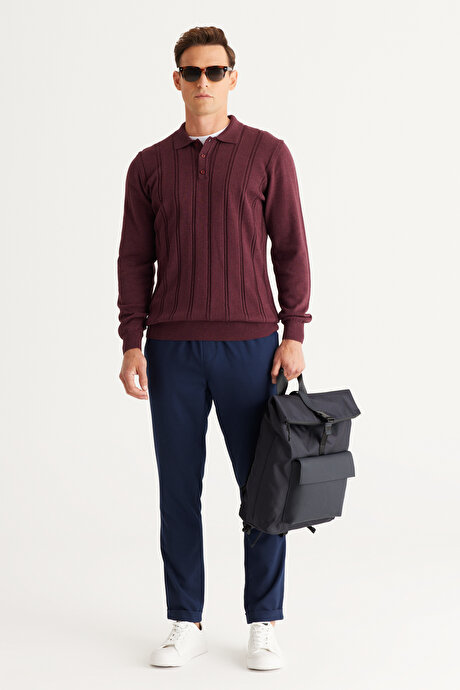 Slim Fit Rahat Kesim Beli Bağlamalı Yan Cepli Esnek Jogger Lacivert Pantolon resmi