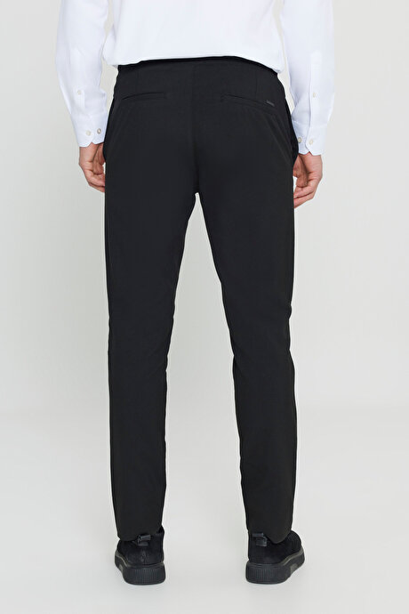 Slim Fit Rahat Kesim Beli Bağlamalı Yan Cepli Esnek Jogger Siyah Pantolon resmi