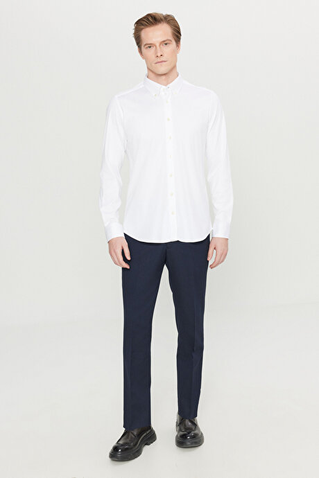 Slim Fit Dar Kesim Klasik Yan Cep Lacivert Pantolon resmi