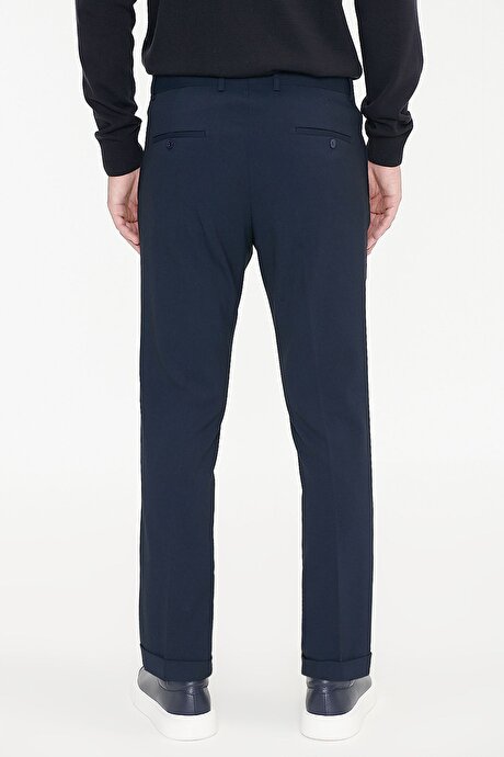 Slim Fit Dar Kesim Klasik Yan Cep Lacivert Pantolon resmi