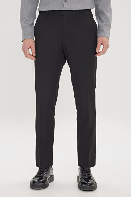 Slim Fit Dar Kesim Klasik Yan Cep Siyah Pantolon resmi