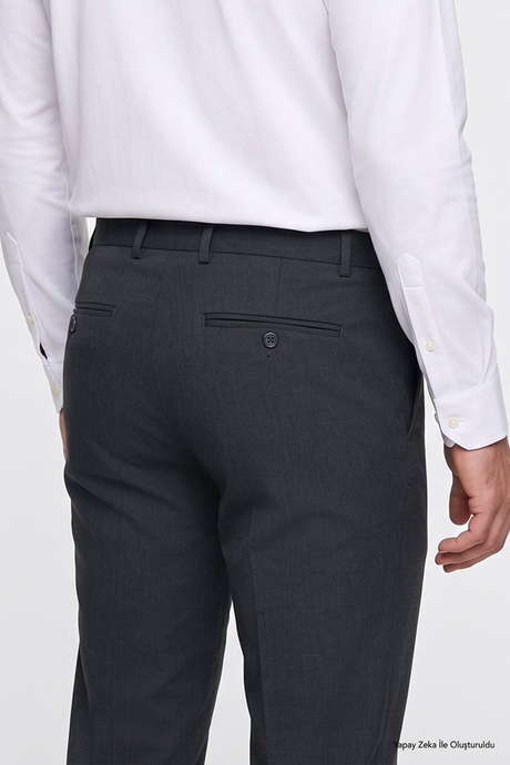Comfort Fit Rahat Kesim Yan Cepli Klasik Antrasit Pantolon resmi
