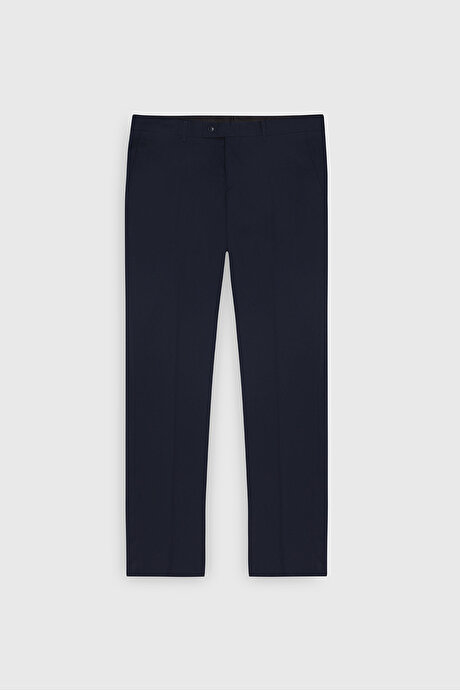 Comfort Fit Rahat Kesim Yan Cepli Klasik Lacivert Pantolon resmi