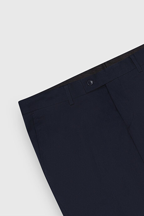 Comfort Fit Rahat Kesim Yan Cepli Klasik Lacivert Pantolon resmi