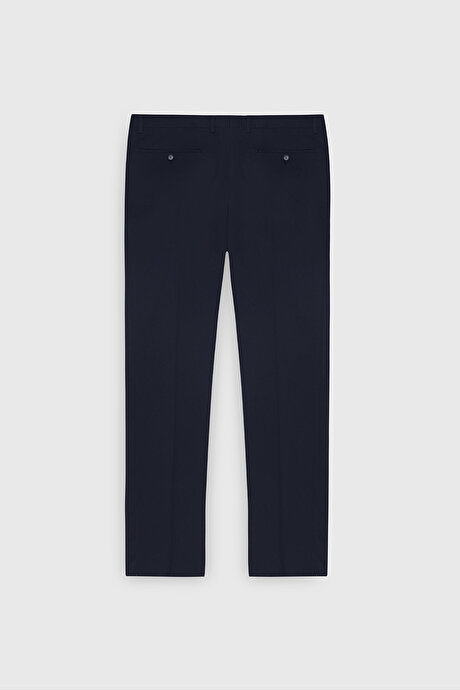 Comfort Fit Rahat Kesim Yan Cepli Klasik Lacivert Pantolon resmi