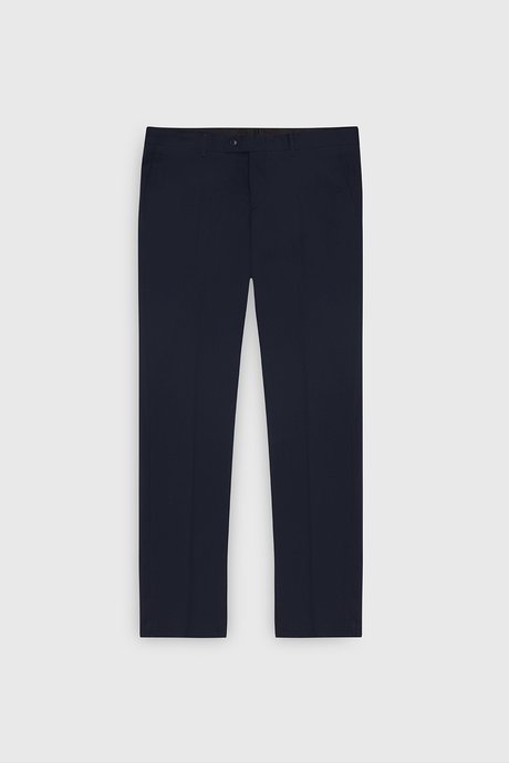 Comfort Fit Rahat Kesim Yan Cepli Klasik Lacivert Pantolon resmi
