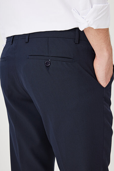 Regular Fit Geniş Kesim Yan Cep Klasik Lacivert Pantolon resmi